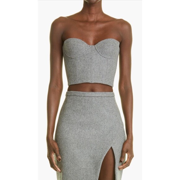 LaQuan Smith Tops - $525 LaQuan Smith Boiled Wool Bustier Top Heather Gray Size Medium NWT